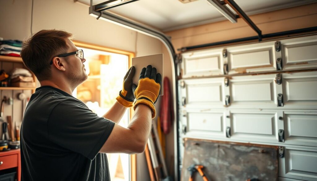 DIY garage door replacement panel installation