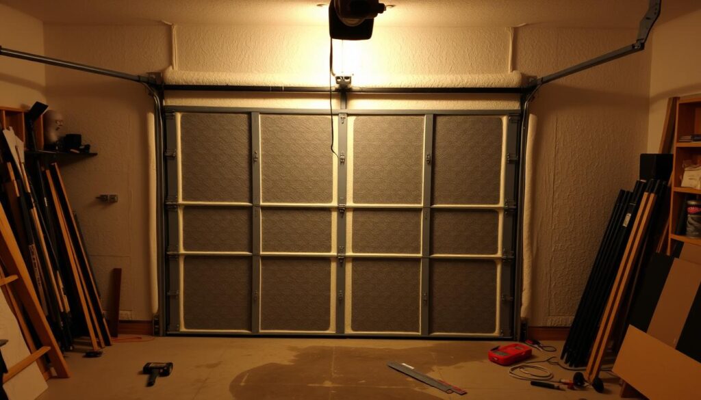 Garage door rigid foam insulation installation