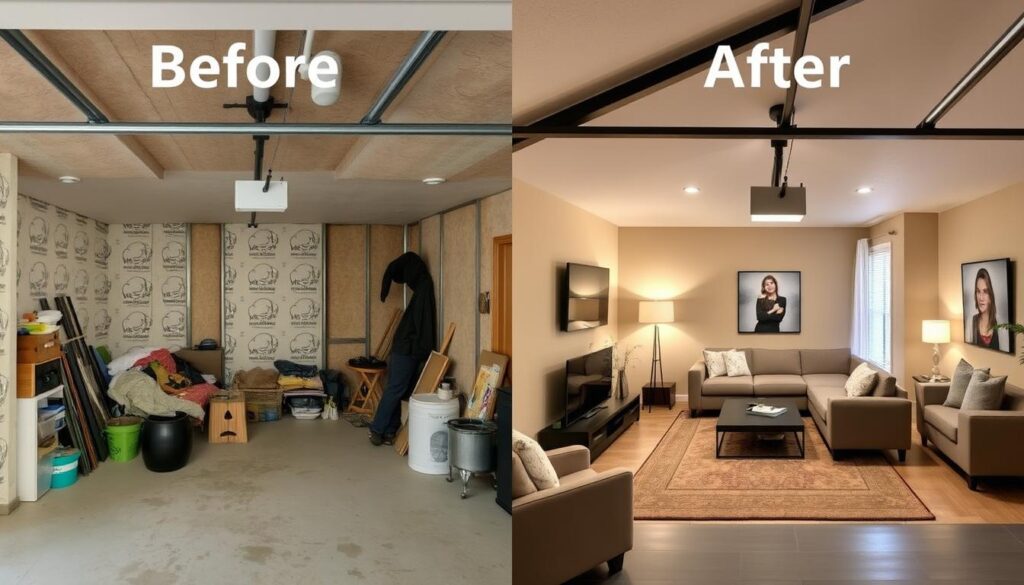 Garage conversion insulation before and after