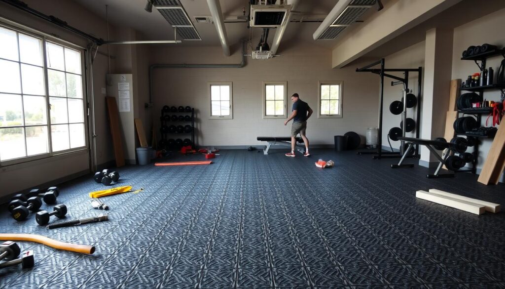 garage gym floor installation